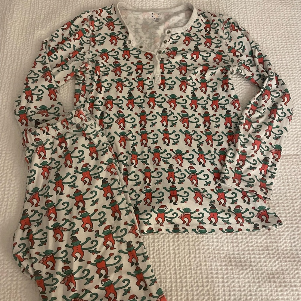 Roller Rabbit christmas monkey pajamas XXS